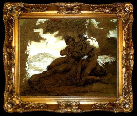 framed  Theodore   Gericault nymphe et satyre, ta009-2